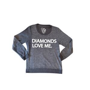 Diamonds Love Me Graphic Dark Gray 3/4 Sleeve Sweater - Size XS